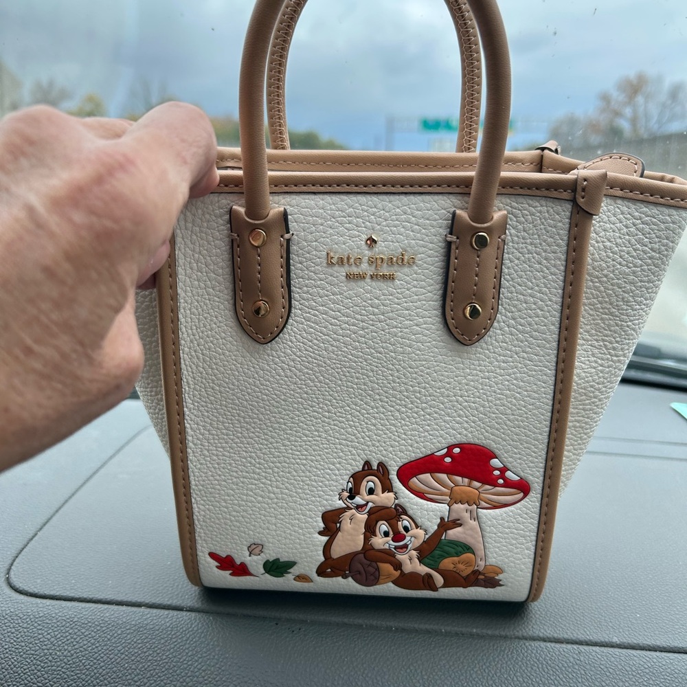 Kate Spade/disney chipmunk Cream and Tan Mini Bag NWT